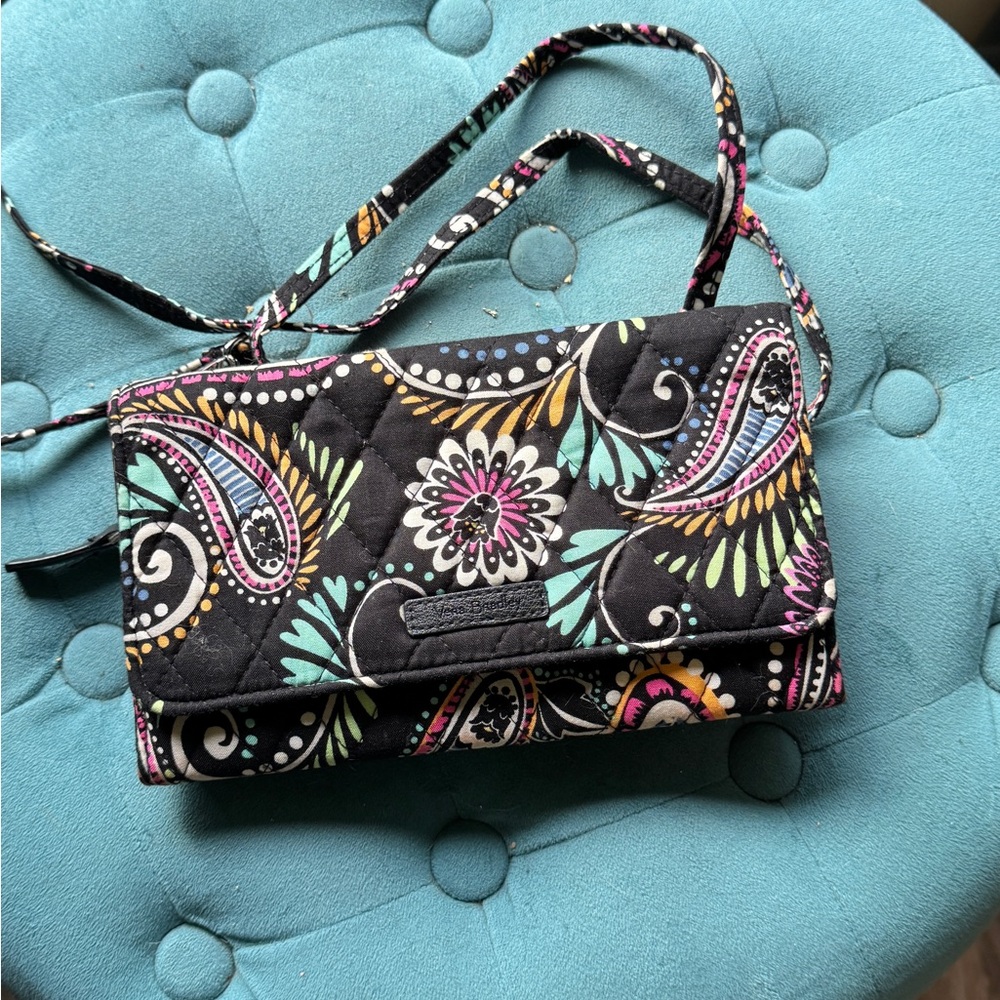 Vera Bradley Black Multicolor Paisley Wristlet
